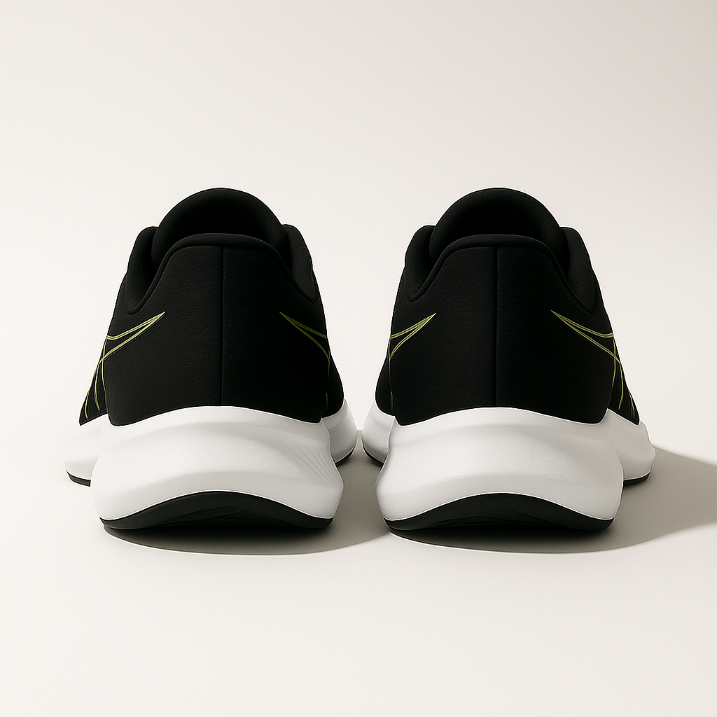 Men’s Black Running Shoes with Green Accents — Sleek, Lightweight & Comfortable