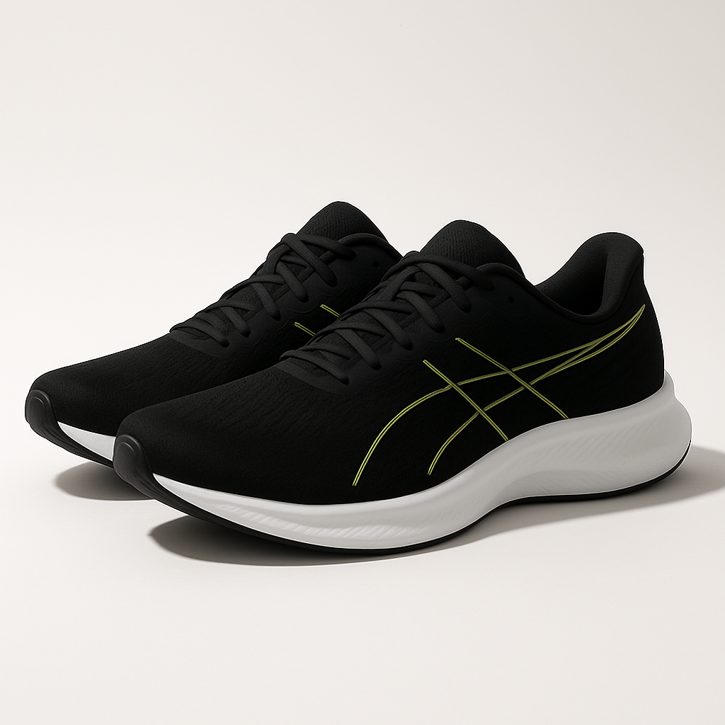 Men’s Black Running Shoes with Green Accents — Sleek, Lightweight & Comfortable