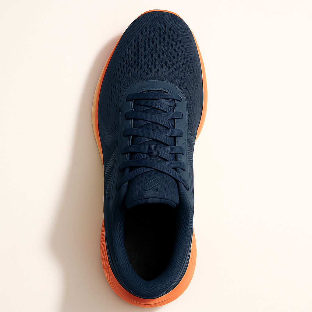 Men’s Navy Blue Running Shoes — Cushioned Ride with Contrast Orange Sole